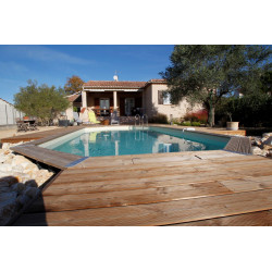 Piscine bois octogonale allongée 400x610cm AZURA toute équipée UBBINK
