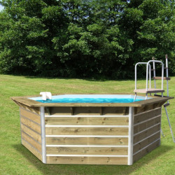 Piscine hexagonale démontable en bois Ø340xH111cm CEBU - Waterclip