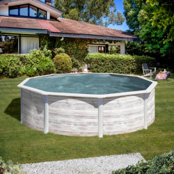 Piscine hors sol Finlande ronde en acier aspect nordique Ø370xH122cm – Gré