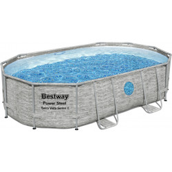 Piscine tubulaire ovale Power Steel Swim Vista 488x305cm avec 2 hublots - Bestway
